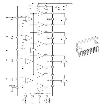 AMPLIFICATOR AUDIO 43W BTL X 4 CANALE