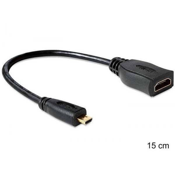 Cablu Delock HDMI High Speed cu Ethernet - HDMI micro D tata la HDMI mama A