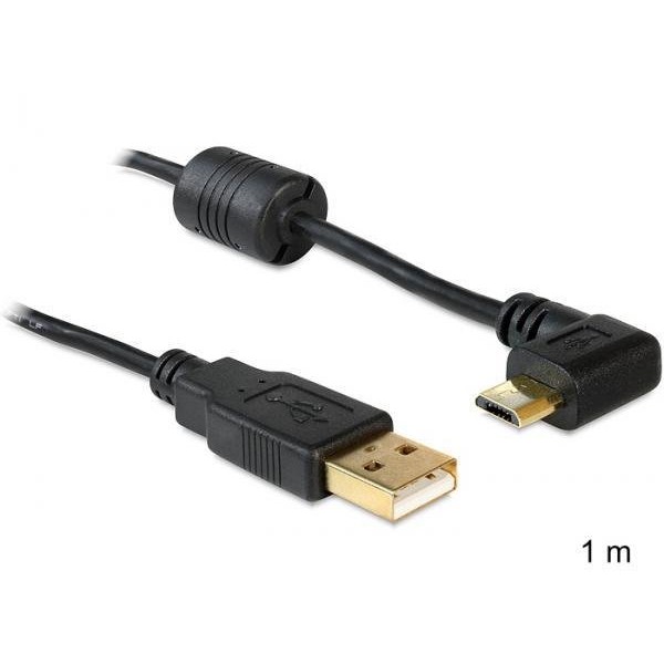 Cablu Delock USB-A tata la USB micro-B tata in unghi de 90 grade stanga / dreapta