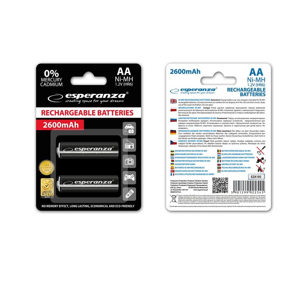 Esperanza EZA105 Baterii reîncărcabile Ni-MH AA 2600MAH x2