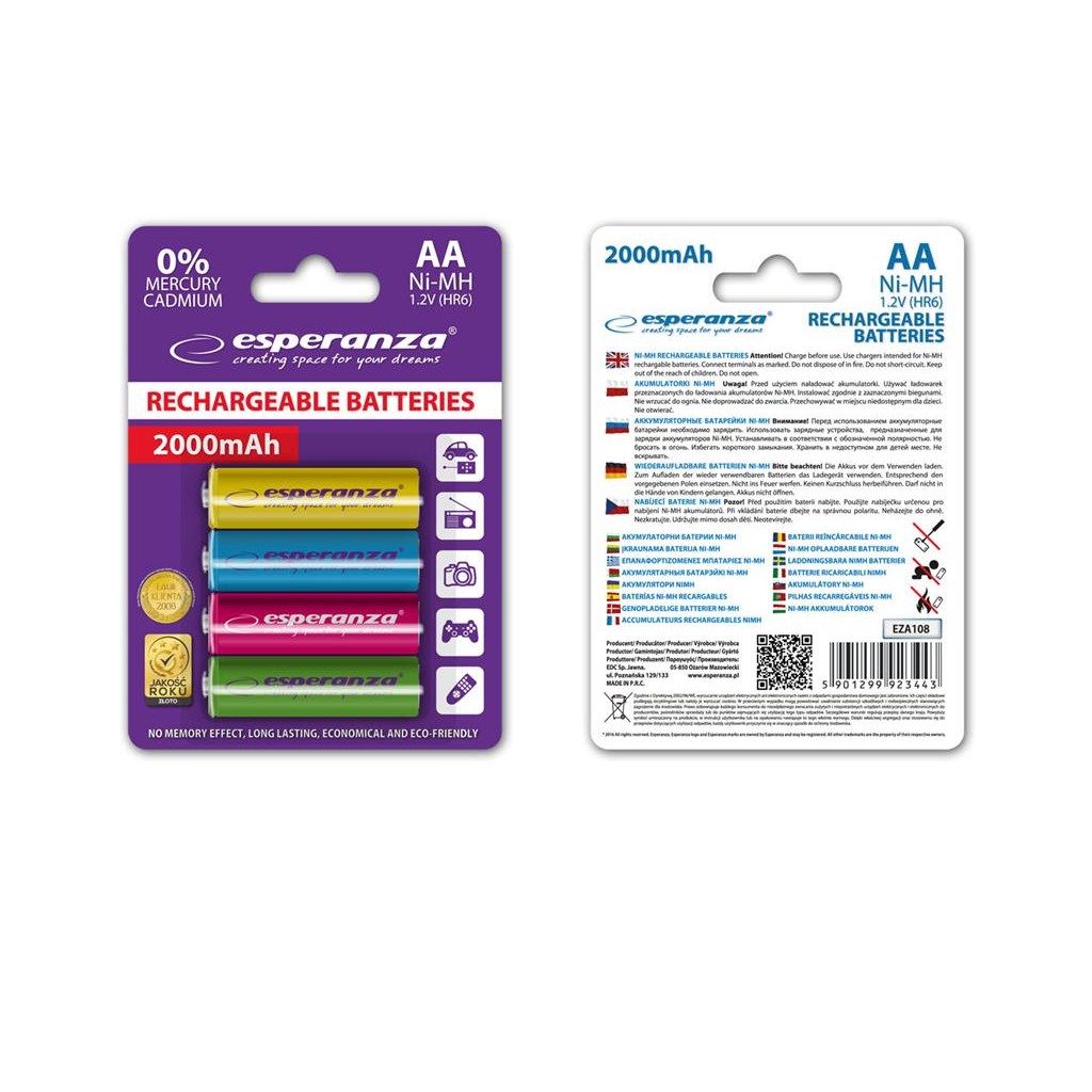 Esperanza EZA108 Baterii reîncărcabile Ni-MH AA 2000MAH x4
