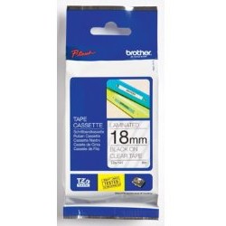 Etichete Brother TZE141, 18mm /8m, negru/transparent