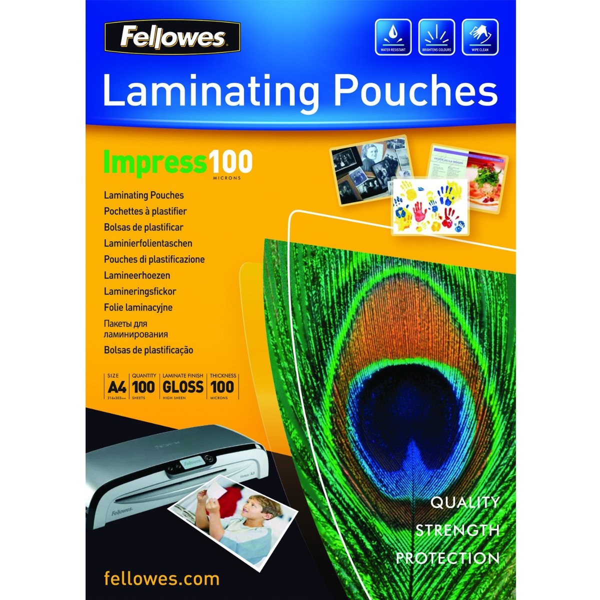 Folie Laminator Fellowes, A4, 125 microni, gri metalic