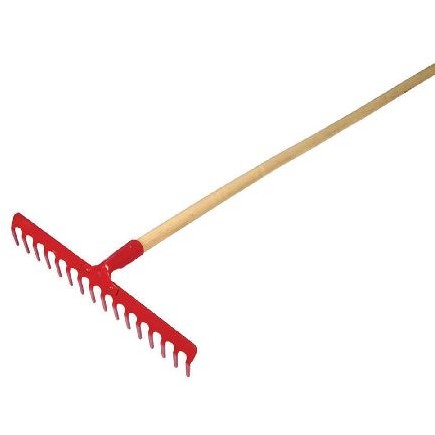 GREBLA METALICA CU MANER LEMN 130CM / 16 DINTI