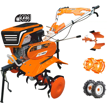 Motosapa 701KS 7CP, roti cauciuc, plug reversibil mic, roti metalice 400 fara manicot,