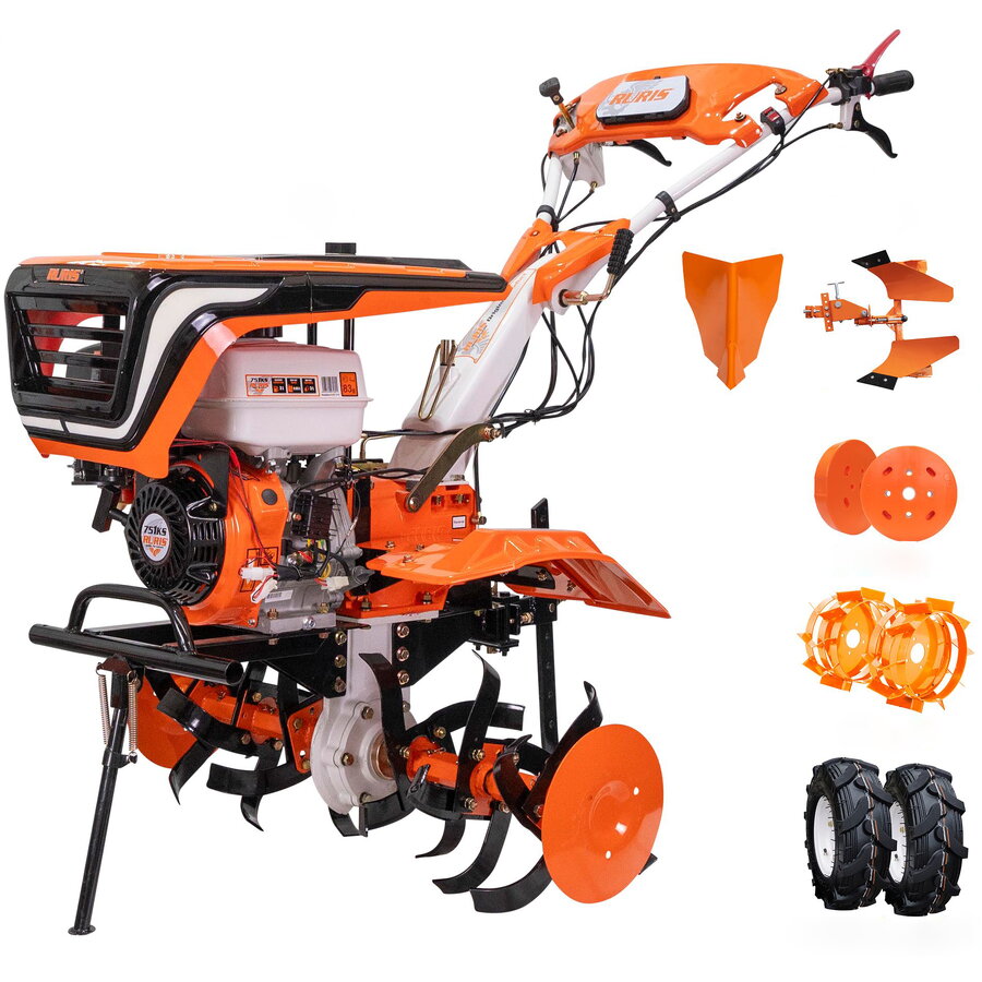 Motosapatoare Ruris 751KS, 9.5 CP, roti cauciuc, rarita, plug reversibil, roti metalice 400 fara manicot, set contragreutati 10kg