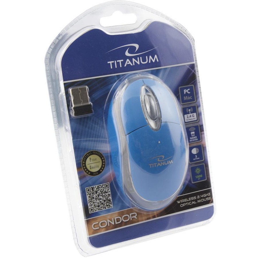 Mouse TITANUM TM120B – Office, wireless 2.4 GHz, optic, 3 butoane + scroll, negru
