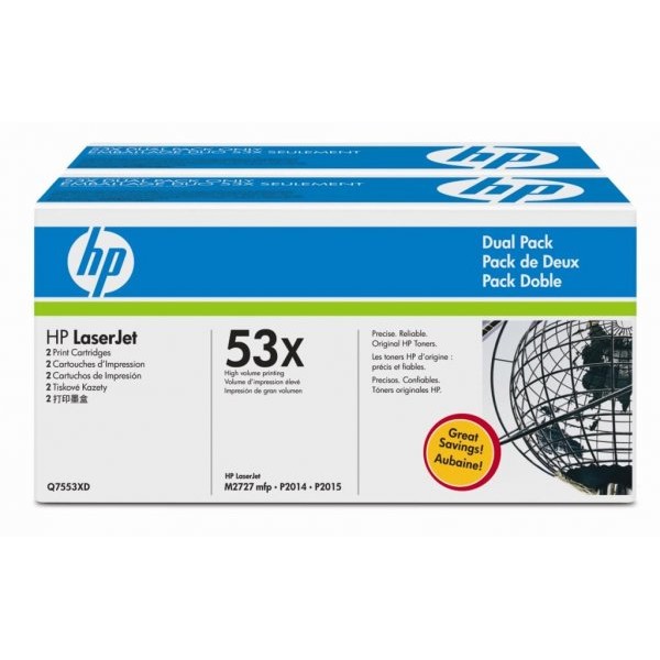 Pachet 2 tonere laser HP Q7553XD - Negru, 7.000 pagini x 2