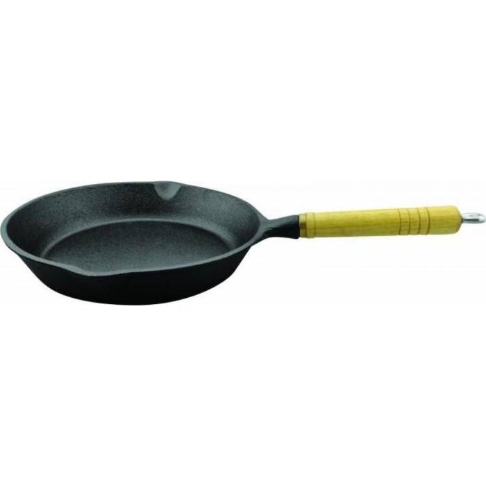 Tigaie 23 cm Fonta pura Maner din lemn