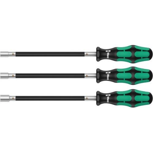 391/3 hose clamp screwdriver set (black/green, 3 pieces, with flexible shaft)
