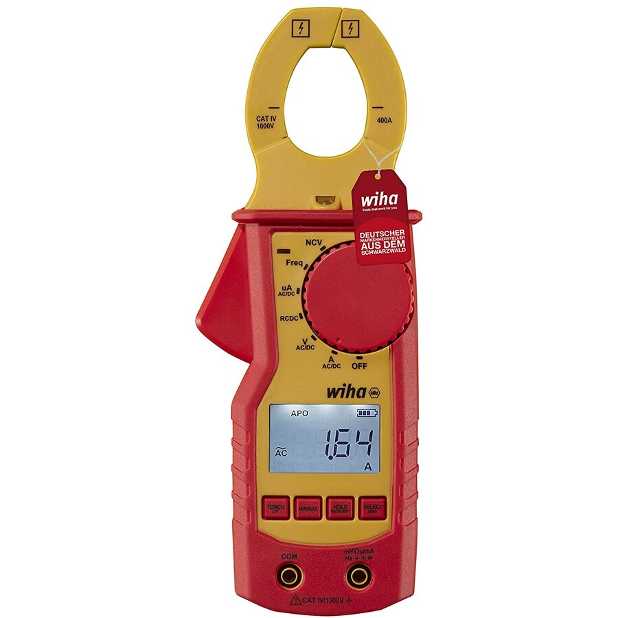 45219 current measuring clamp, up to 1,000 V AC, measuring device (red/yellow, contactless one-hand test)