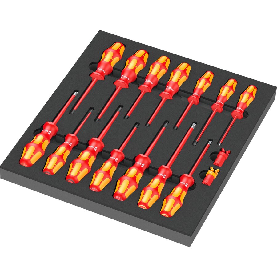 9711 foam insert VDE screwdriver set 1, 16 pieces (black/grey, in foam insert for workshop trolley)