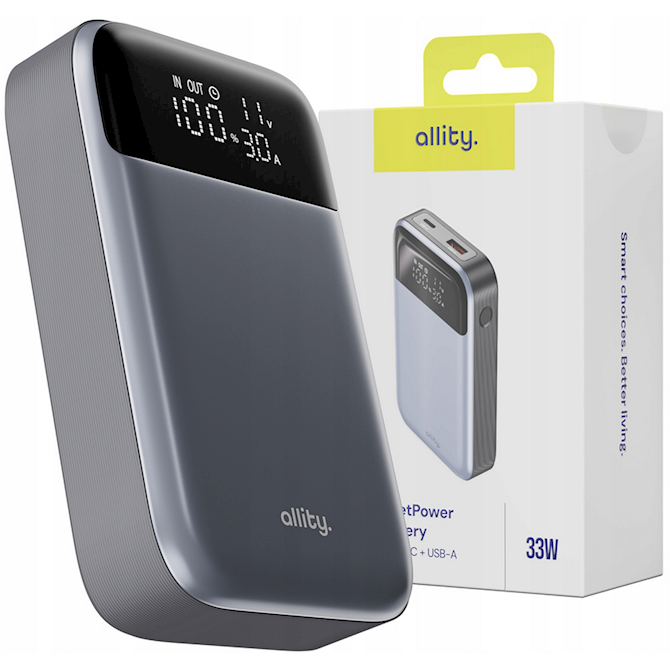 Acumulator Extern APB-200 PD QC 33W 10000mAh Gri