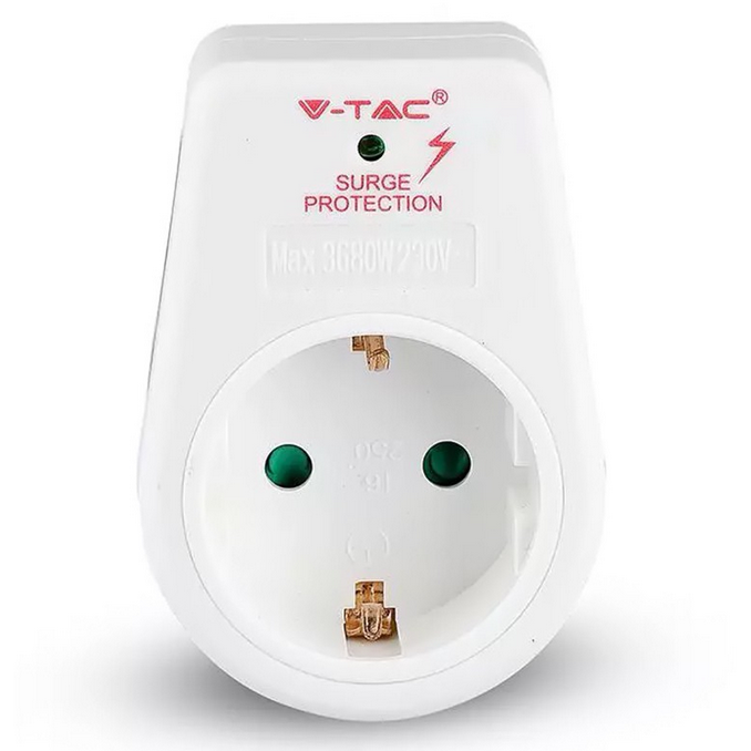 Adaptor priza cu protectie la supratensiune 8809 16A 3680W max Alb