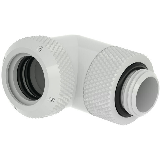 Adaptor Racirea  Apa 90 Grade G1/4inch  Alama Nichelata Rotativ 14mm Alb