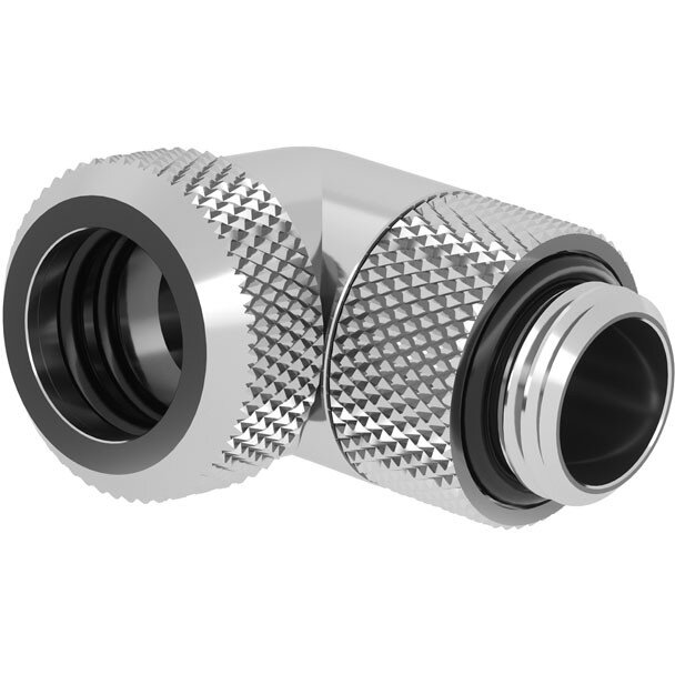 Adaptor Racirea  Apa 90 Grade G1/4inch  Rotativ  Alama Nichelata 12mm Argintiu