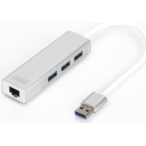 Adaptor wireless USB 3.0 3-Port Hub with Gigabit LAN, USB Hub (White)