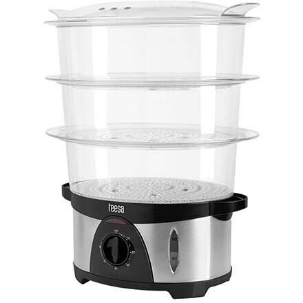 Aparat De Gatit Cu Aburi 750W 3 Recipiente 9.6l Oprire Automata Inox