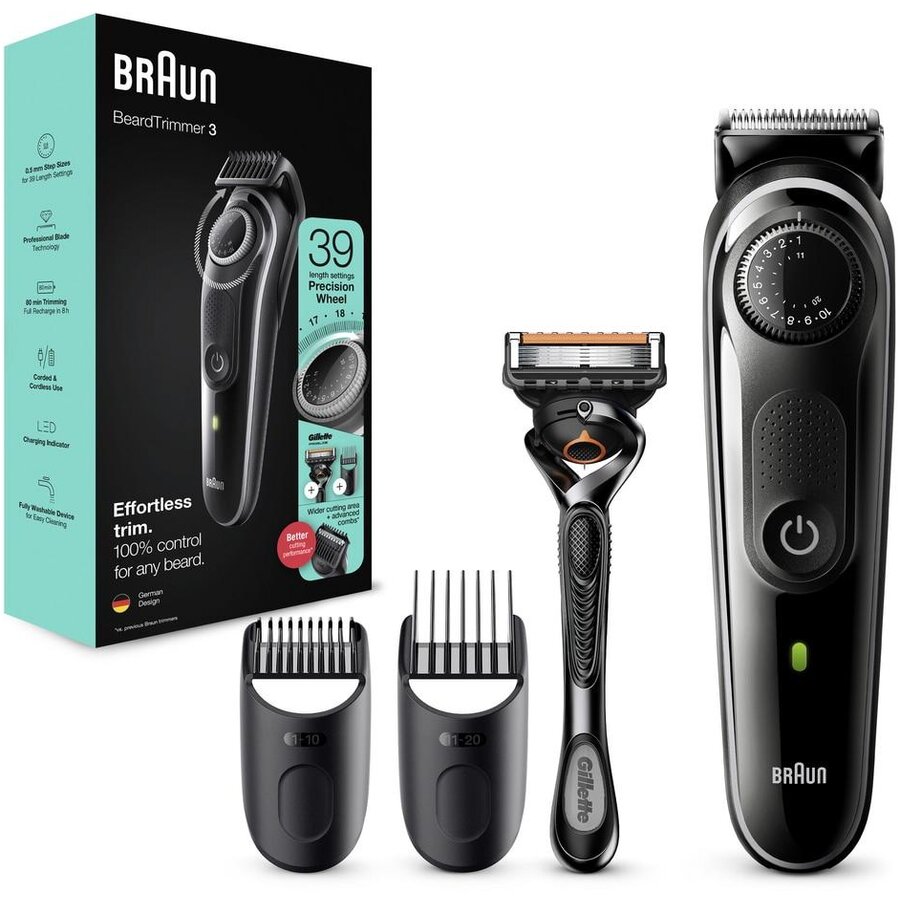 Aparat De Tuns Barba BT3342 Wet&Dry Buton Rotativ De Precizie Aparat De Ras Gillette Negru