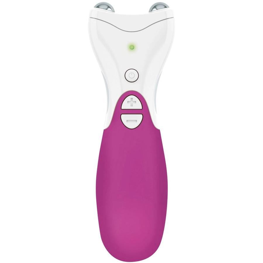 Aparat Masaj Facial 60 Second Neck Toner pentru Gat si Barbie 3 Programe Functie EMS Lifting Selectie Intensitate Baterie 9V Alb/Mov