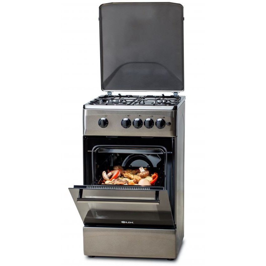 Aragaz 4 Arzatoare Siguranta Aprindere Electrica Capac Metalic 50x60cm Gri