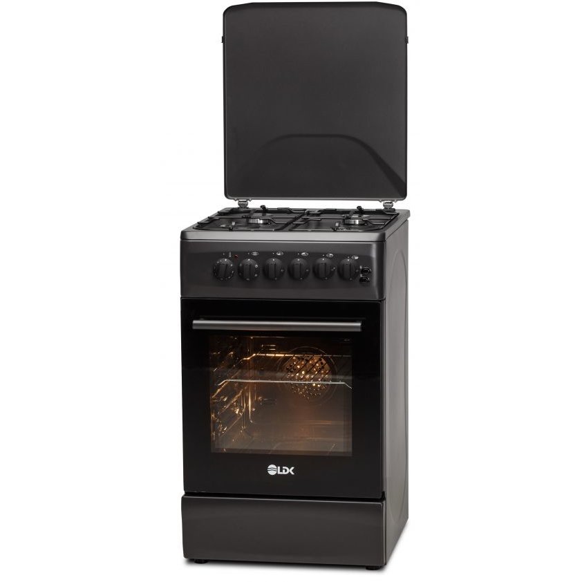 Aragaz 5060 ECAI MAT BLACK RMV LPG 4 Arzatoare Siguranta Cuptor electric Aprindere Iluminare Capac metalic Negru mat