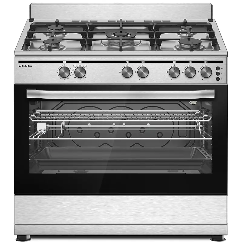 Aragaz Clasic 5 Arzatoare Grand Cucina New Clasa Energetica A Gratare Fonta Inox/Negru