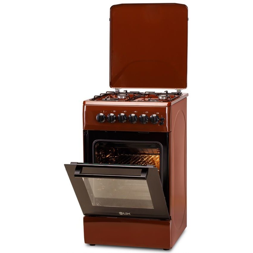 Aragaz Gaz 4 Arzatoare Siguranta Cuptor Electric Aprindere Iluminare Maro