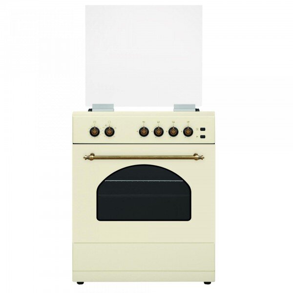 Aragaz SR660S4C1 Design Retro 4 Arzatoare + Cuptor pe Gaz 55L Aprindere Electrica Timer Analogic 60CM Bej