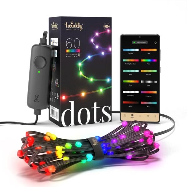 Banda LED Inteligenta Dots TWD060STP-B 60 LED-uri RGB Control Wi-Fi Cablu Negru 3M Multicolor