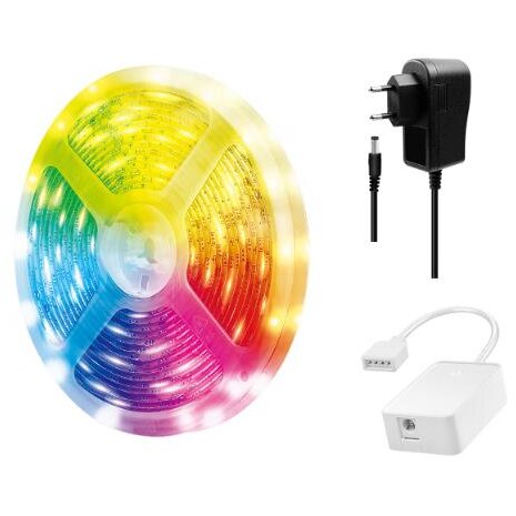 Banda LED RGB Inteligenta SH0126 Wi-Fi Autoadeziva 400Lumeni IP65 Alimentare AC/DC 12 V/1.5 A Compatibil TUYA/ Amazon Alexa si Google Home 5M