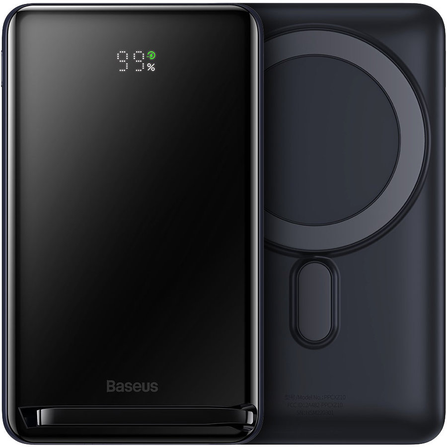 Baterie Externa Magnetic Bracket 10000mAh Compatibila MagSafe 20W Afisaj LED Cablu USB-C Inclus Bleumarin