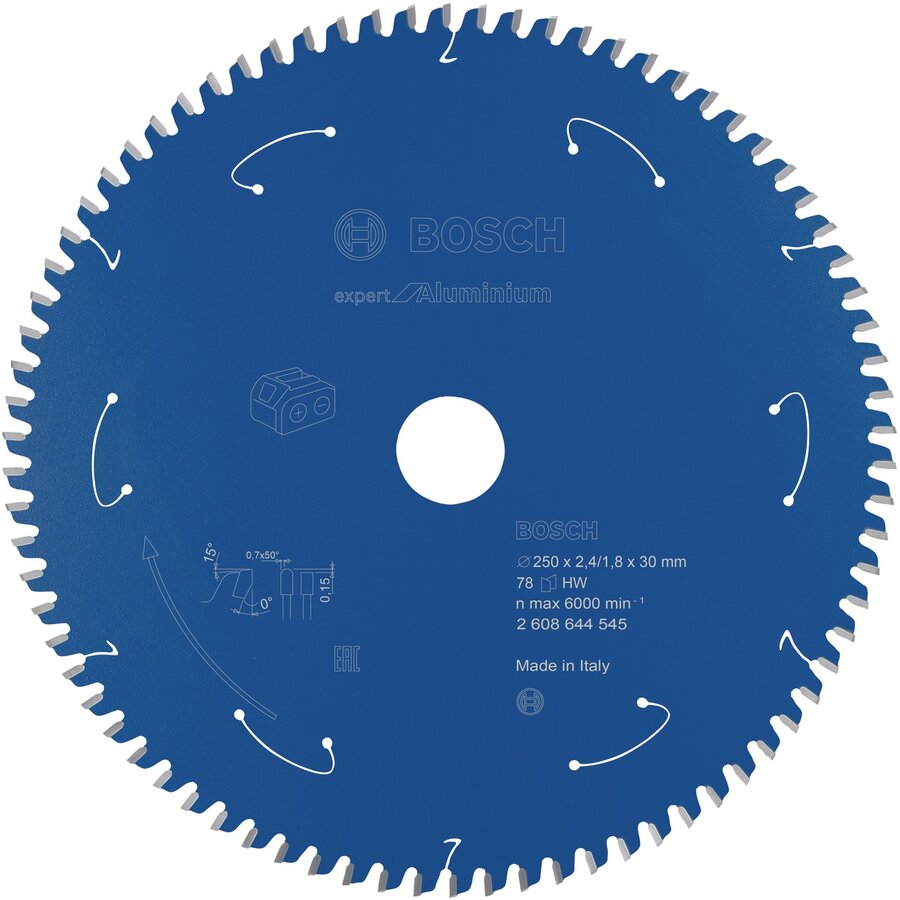 Bosch circular saw blade Expert for Aluminium, 250mm, 78Z (bore 30mm, for cordless miter saws)