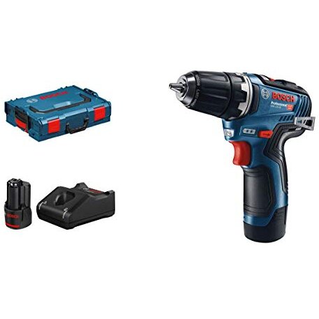 Bosch cordless drill GSR 12V-35 Professional, 12Volt (blue / black, L-BOXX, 2x Li-ion battery 3.0Ah)