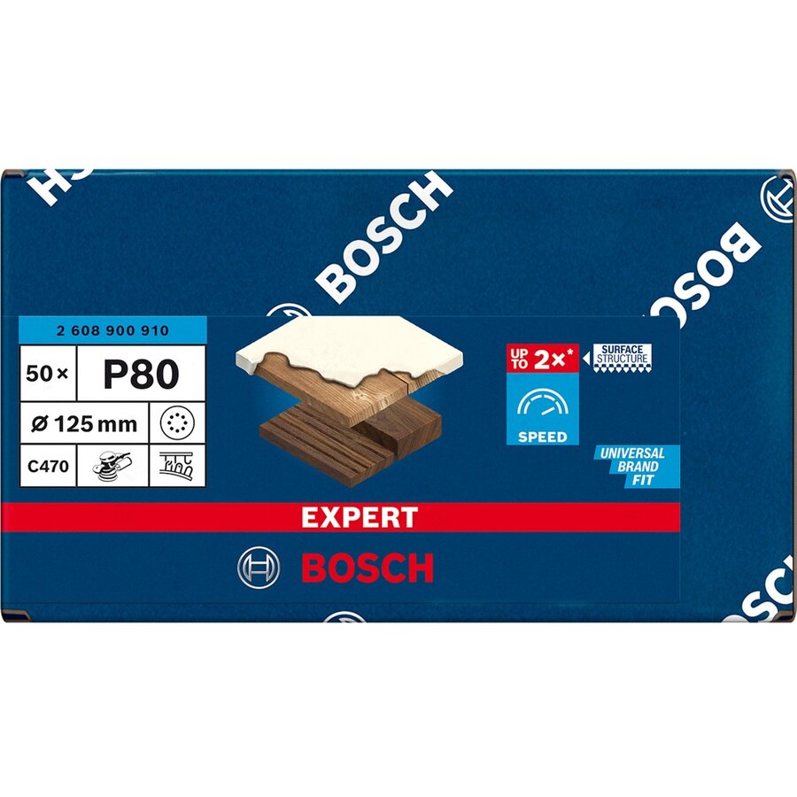 Bosch Expert C470 sanding sheet, 125mm, K80 (50 pieces, for eccentric sanders)