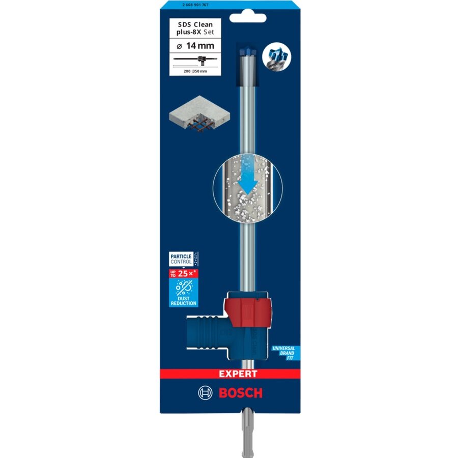 Bosch Expert hammer drill SDS Clean plus-8X set, 14mm (working length 200mm, suction drill incl. suction connection)