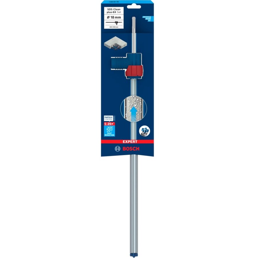 Bosch Expert hammer drill SDS Clean plus-8X set, 18mm (working length 400mm, suction drill incl. suction connection)
