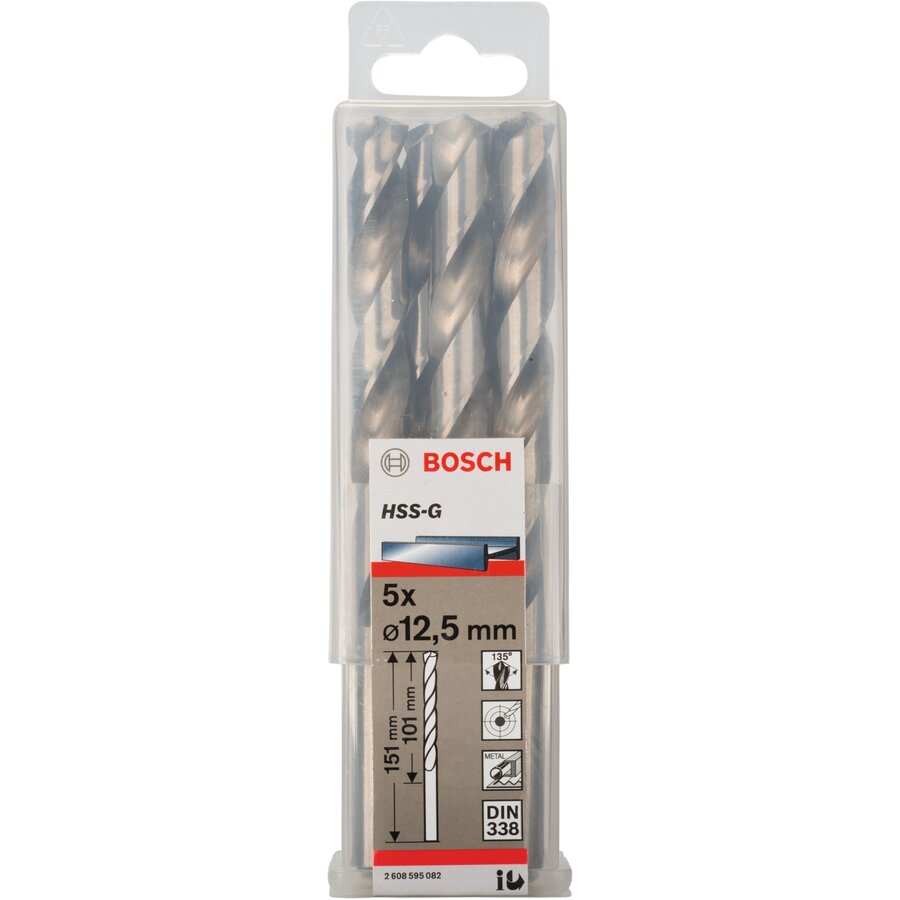 Bosch metal drill HSS-G, 12.5mm (5 pieces, working length 101mm)