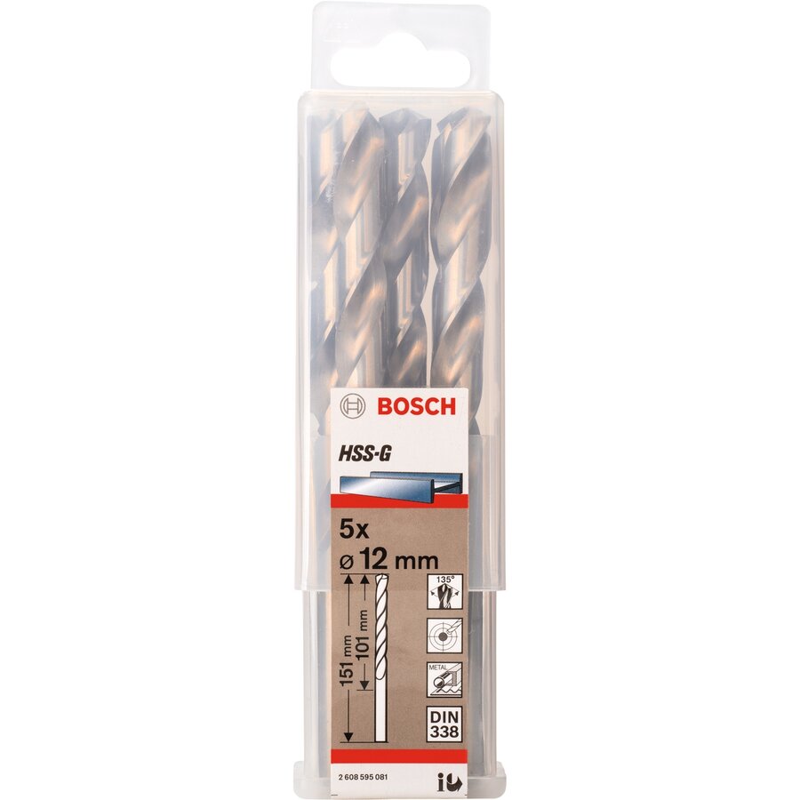 Bosch metal drill HSS-G, 12mm (5 pieces, working length 101mm)