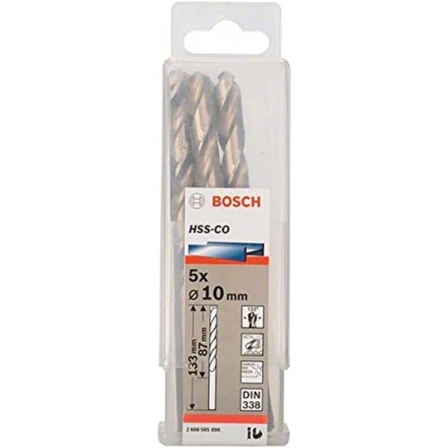Bosch Metal twist drill HSS-Co, DIN 338,  10mm (working length 87mm, 5 pieces)