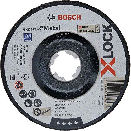 Bosch roughing X-LOCK Expert for Metal 125mm cranked grinding wheel (125 x 6 x Length 22.23mm)