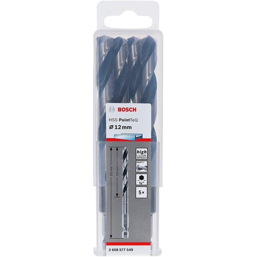 Bosch twist drill HSS PointTeQ Hex, O 12mm (5 pieces, working length 101mm)