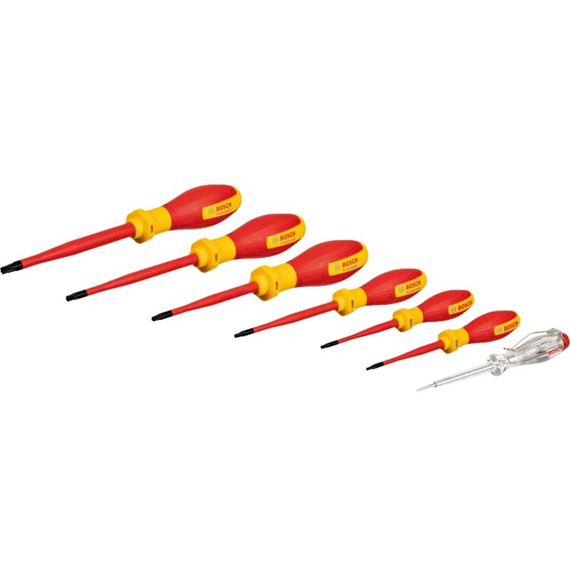 Bosch VDE screwdriver set TX Professional, 7-piece (red/yellow, 6 VDE screwdrivers, phase tester SL3)