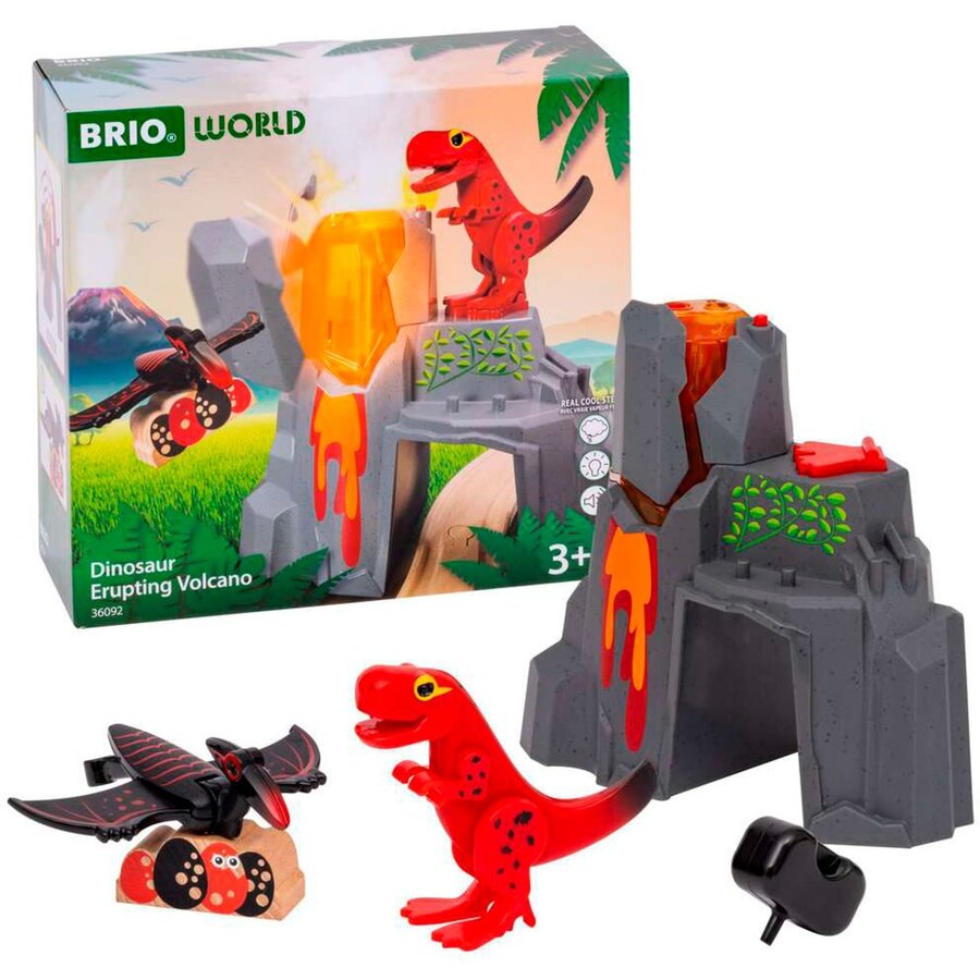 BRIO World Dinosaur Volcano with Eruption Function, Railway