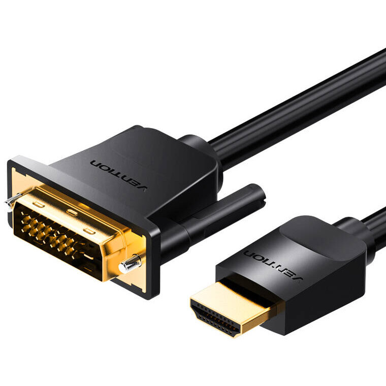 Cablu de date ABFBG, DVI 24+1 tata - HDMI tata, 4K, 60Hz, 1.5m, Negru