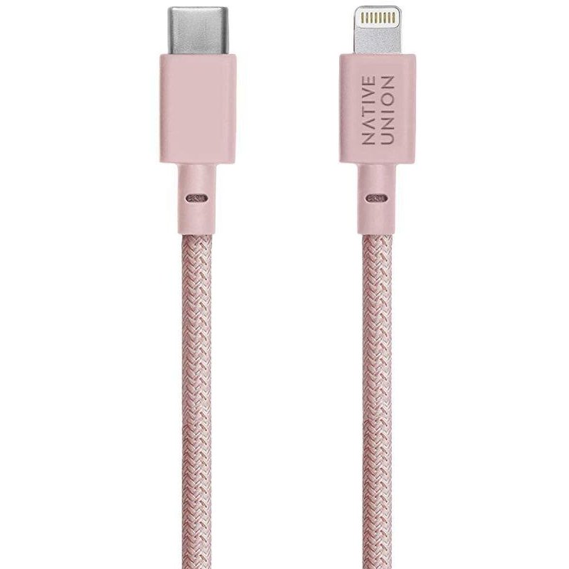 Cablu de date Belt USB Type-C / Lightning 1.2m Rose