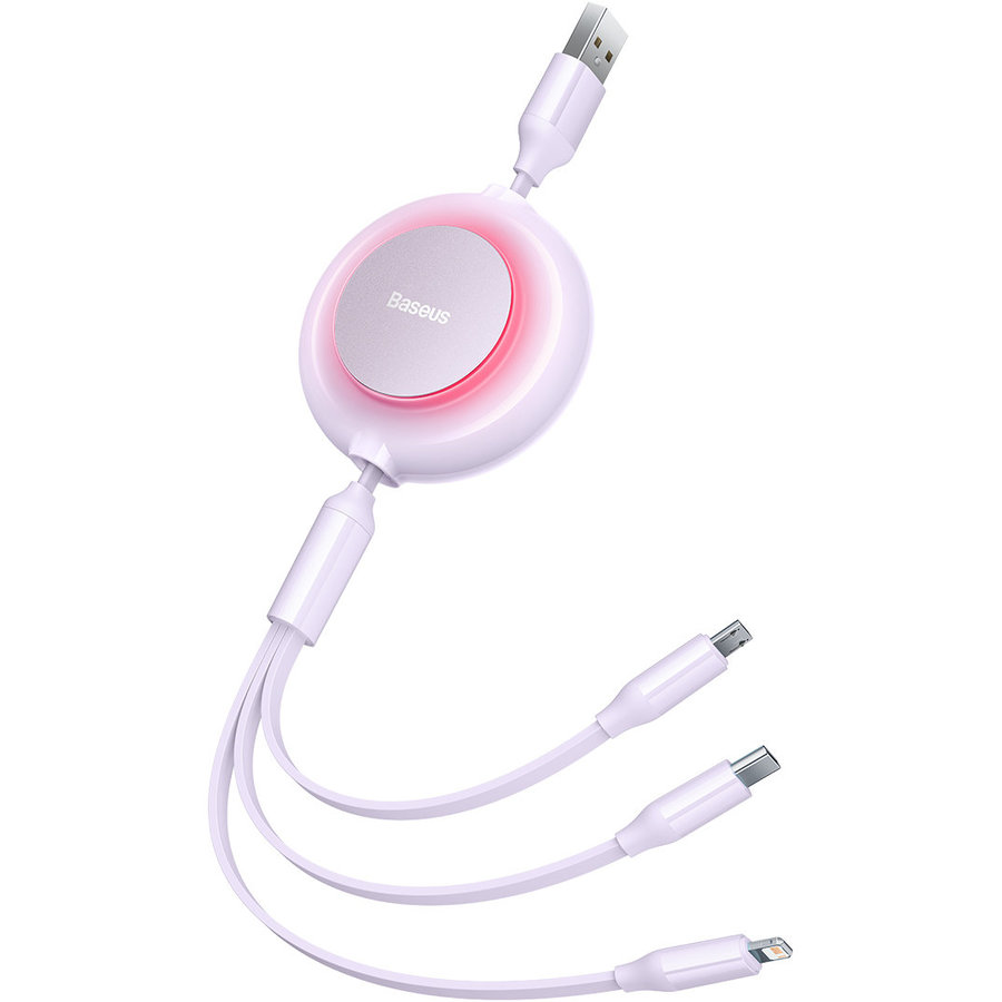 Cablu de date Bright Mirror 2, USB - Micro-USB/Lightning/USB Type-C, 3.5A, 1.1m, Mov