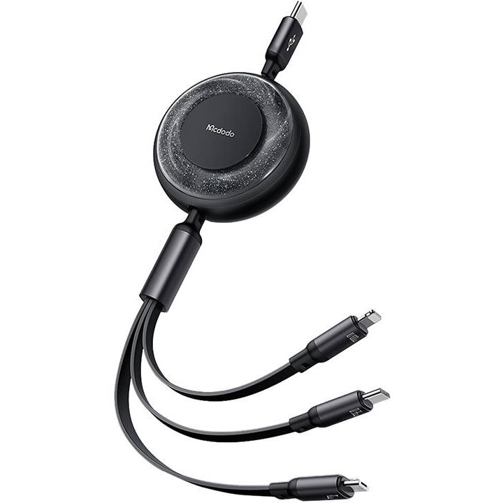 Cablu de date CA-5220 3 in 1, USB la USB-C/Lightning/Micro-USB, 100W, 5A, 1.2m, Negru