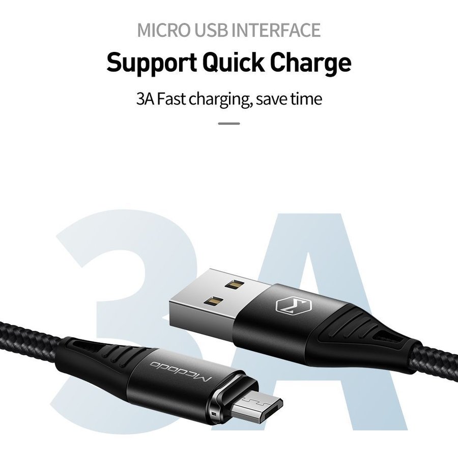 Cablu de date CA-6520 Storm Series Magnetic MicroUSB Quick Charger Black 4.0 1.2m