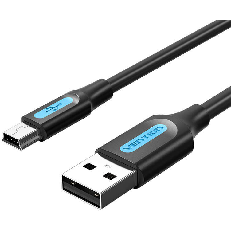 Cablu de date COMBH, tata USB la tata mini USB-B, 480 Mbps, 2m, Negru
